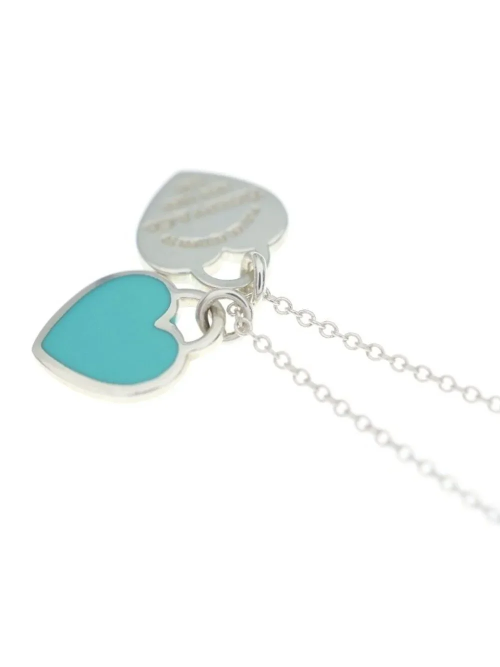 Tiffany & Co Return to Tiffany Mini Double Heart Tag Pendant Chain Necklace